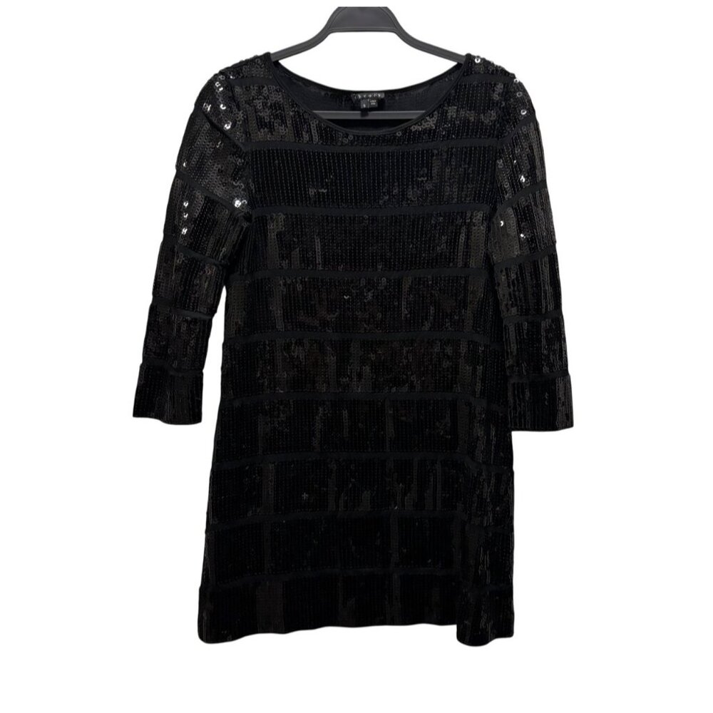 Theory Harmen Black Sequin Mini Dress Size S Evening Cocktail Party Wear - Picture 3 of 6